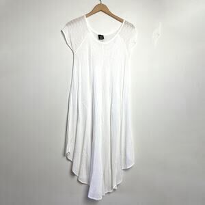 Vintage 90s Embroidered White Midi Dress Midi Medium Fairy Grunge Indie Cottage